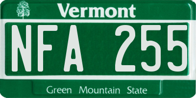 VT license plate NFA255