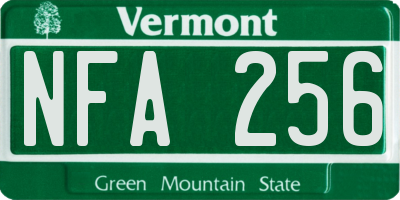 VT license plate NFA256