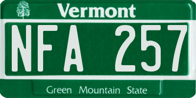 VT license plate NFA257