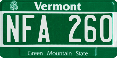 VT license plate NFA260