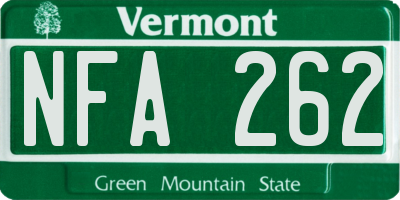 VT license plate NFA262