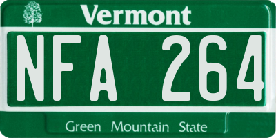 VT license plate NFA264