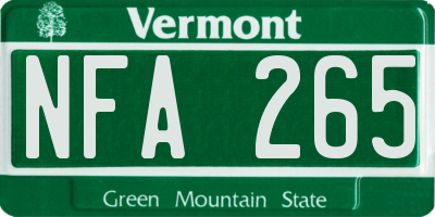 VT license plate NFA265