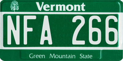 VT license plate NFA266