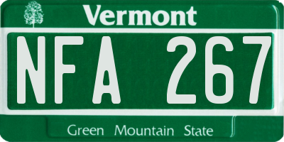 VT license plate NFA267