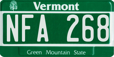 VT license plate NFA268