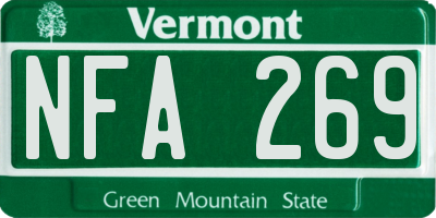 VT license plate NFA269
