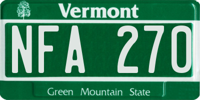 VT license plate NFA270