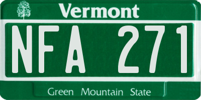 VT license plate NFA271