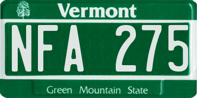 VT license plate NFA275
