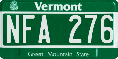 VT license plate NFA276
