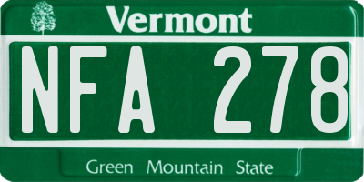 VT license plate NFA278