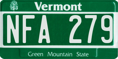 VT license plate NFA279