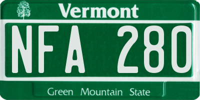 VT license plate NFA280