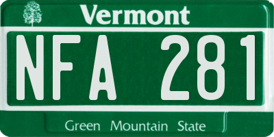 VT license plate NFA281