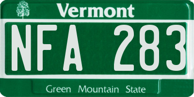 VT license plate NFA283