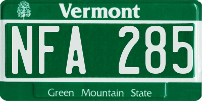 VT license plate NFA285