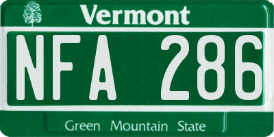 VT license plate NFA286