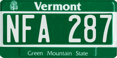 VT license plate NFA287