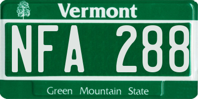 VT license plate NFA288