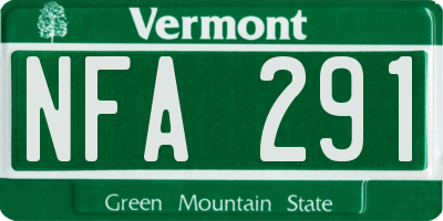 VT license plate NFA291