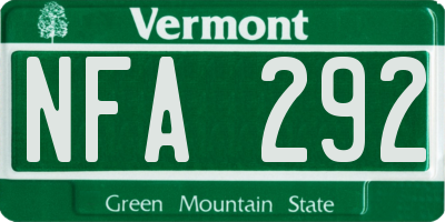 VT license plate NFA292