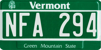 VT license plate NFA294
