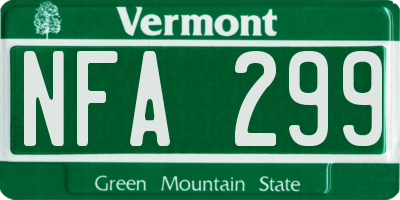 VT license plate NFA299
