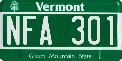 VT license plate NFA301