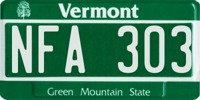 VT license plate NFA303