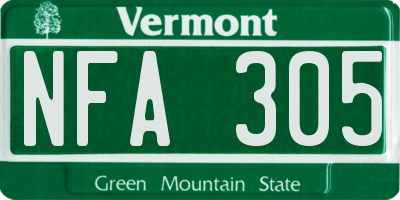 VT license plate NFA305