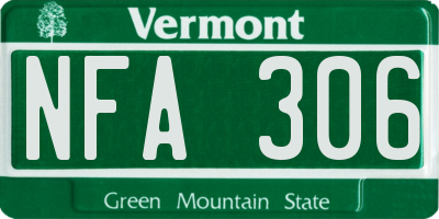 VT license plate NFA306