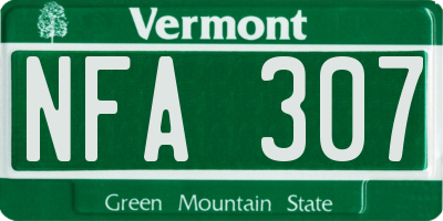 VT license plate NFA307