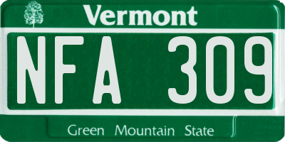 VT license plate NFA309