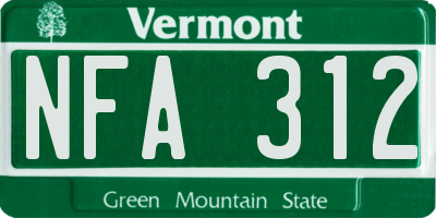 VT license plate NFA312