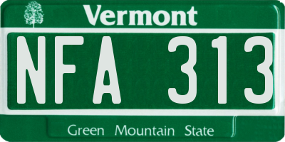 VT license plate NFA313
