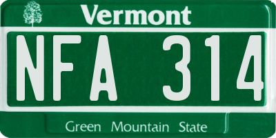 VT license plate NFA314