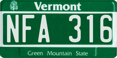 VT license plate NFA316