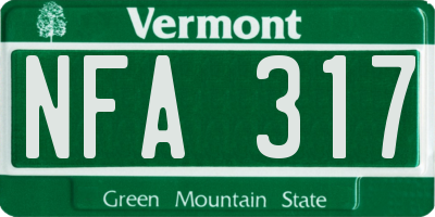 VT license plate NFA317
