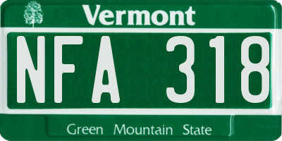 VT license plate NFA318
