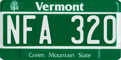 VT license plate NFA320