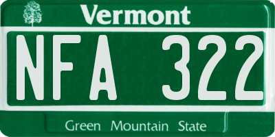 VT license plate NFA322