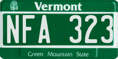 VT license plate NFA323