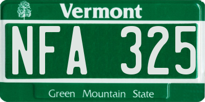 VT license plate NFA325