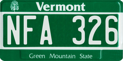 VT license plate NFA326