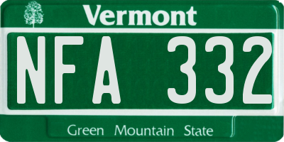 VT license plate NFA332