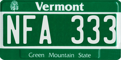 VT license plate NFA333