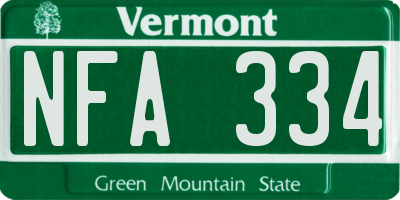 VT license plate NFA334