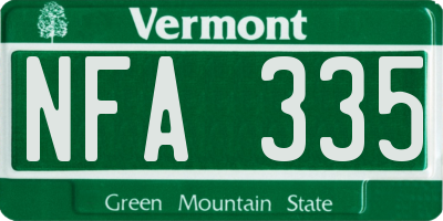 VT license plate NFA335