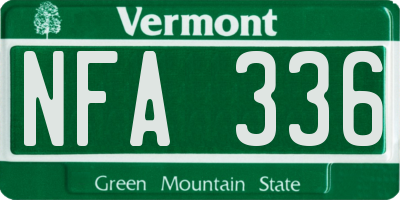 VT license plate NFA336